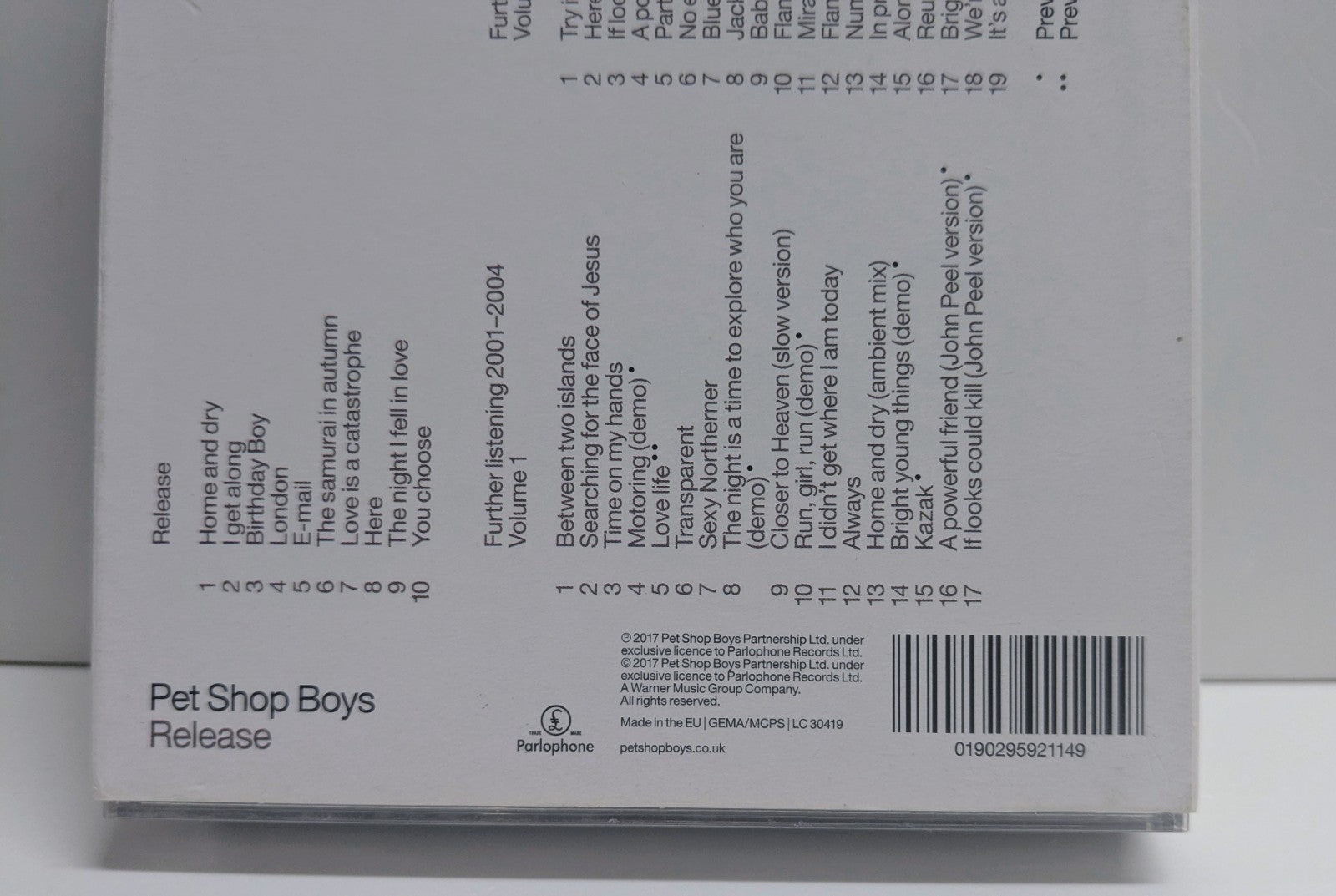 Release/Further Listening 2001-2004 by The Pet Shop Boys 3-Disc CD Set 2017